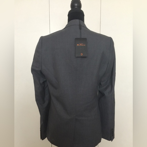 Ben Sherman Gray Jacket Two Button Blazer Stretch Wool Grey S Small - Picture 5 of 10